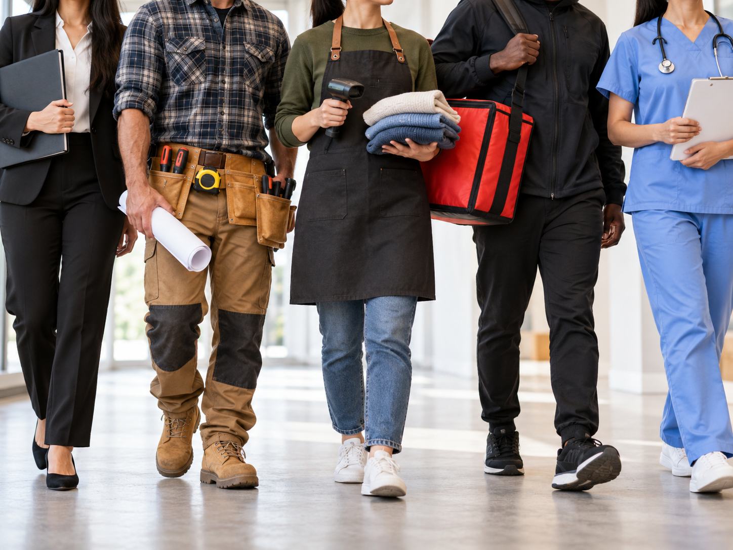 Diverse workers representing different types of employment and income