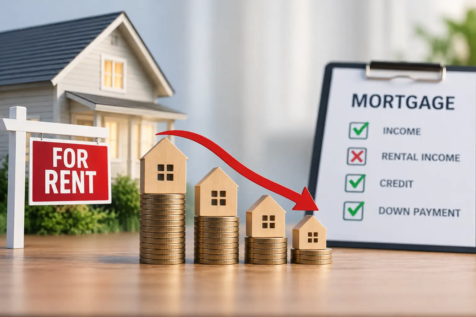 Rental home, declining income stacks and a mortgage-approval checklist