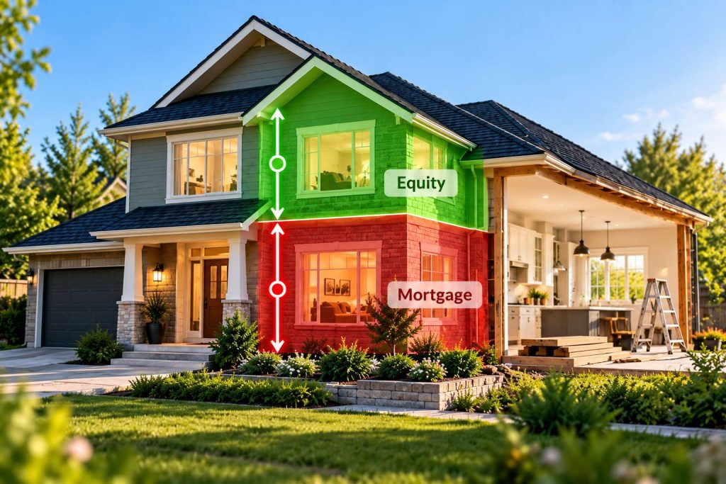 Illustration of the division between home equity and mortgage debt