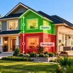 House showing upper green equity area and lower red mortgage area with labels