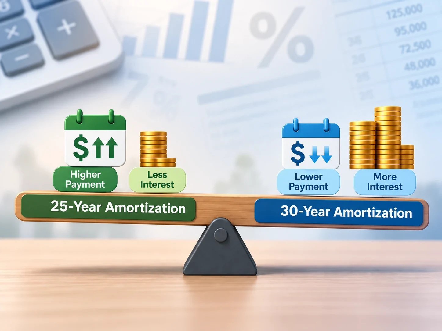 25-year versus 30-year amortization payment and interest tradeoff