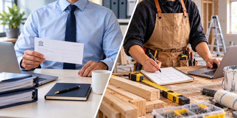 Salaried office employee compared with a self-employed renovation contractor