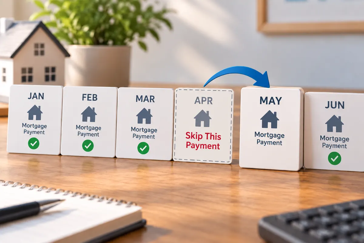 Monthly mortgage payments showing April skipped and moved forward